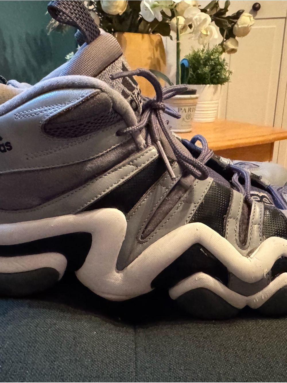 adidas Gray and Black High-Top Sneakers with Wavy Sole